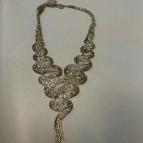 Vintage Rhinestone diamond Snake Bling Mesh Chain choker Necklace 53g - Picture 11 of 13